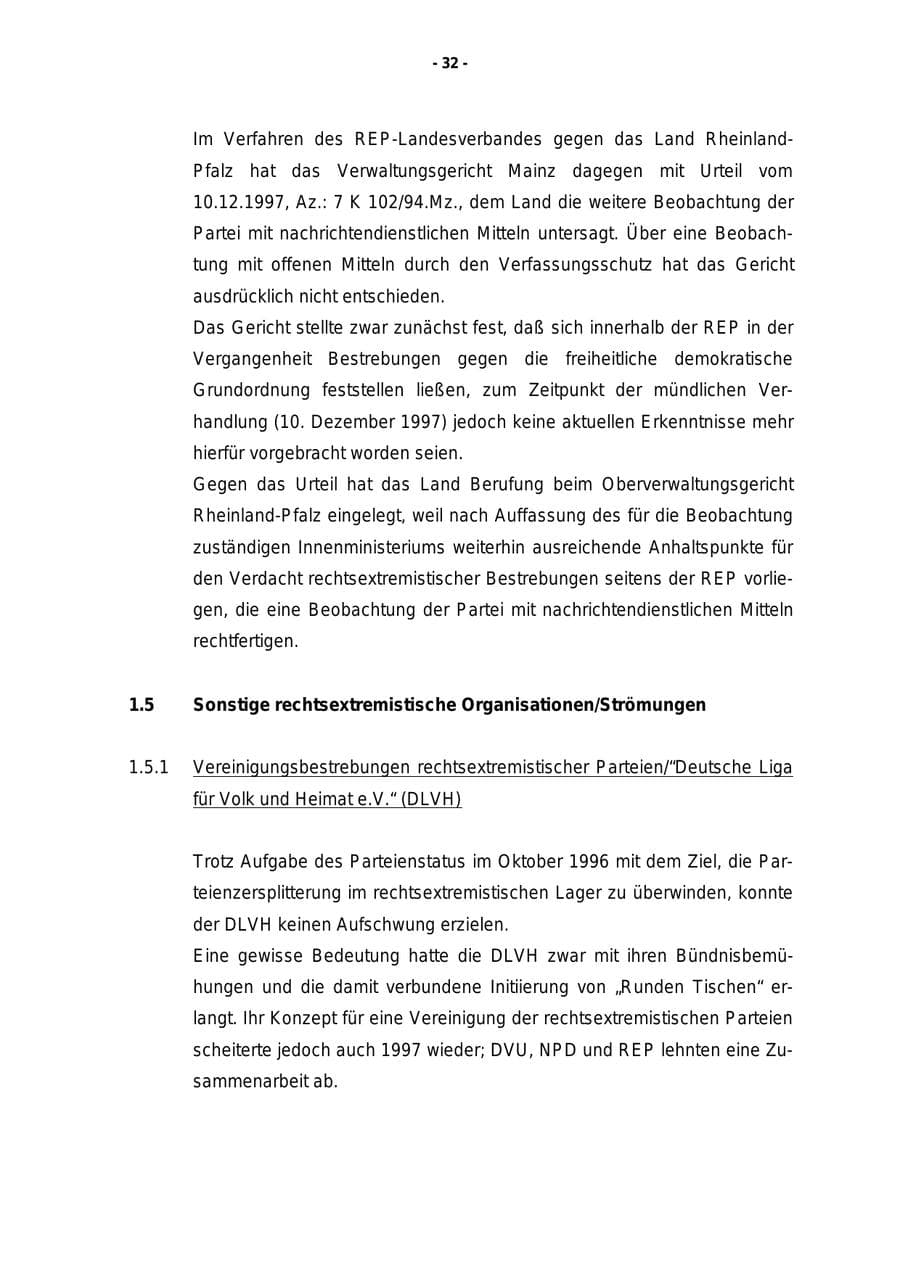 Seite 33 des Verfassungsschutzbericht 1997 Rheinland-Pfalz