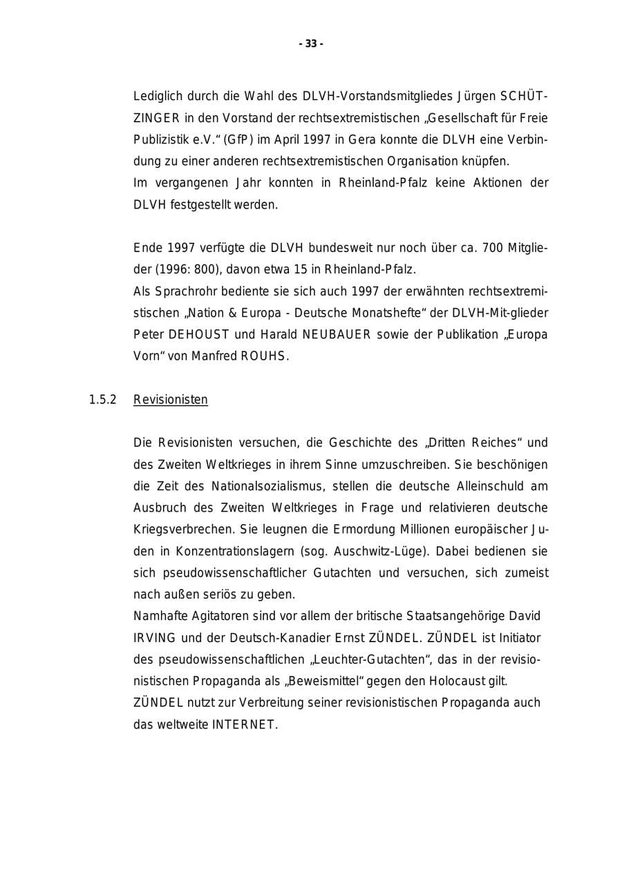 Seite 34 des Verfassungsschutzbericht 1997 Rheinland-Pfalz