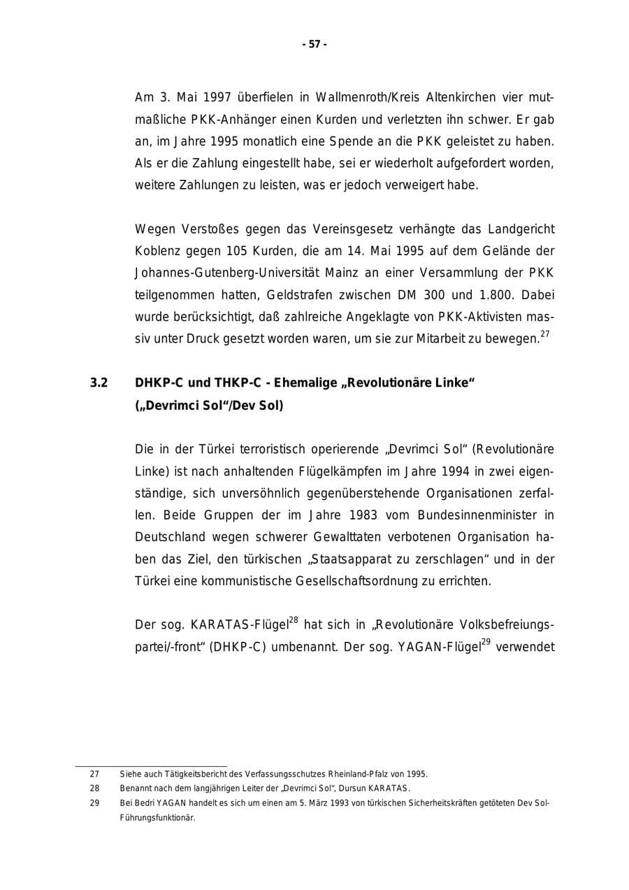 Seite 58 des Verfassungsschutzbericht 1997 Rheinland-Pfalz
