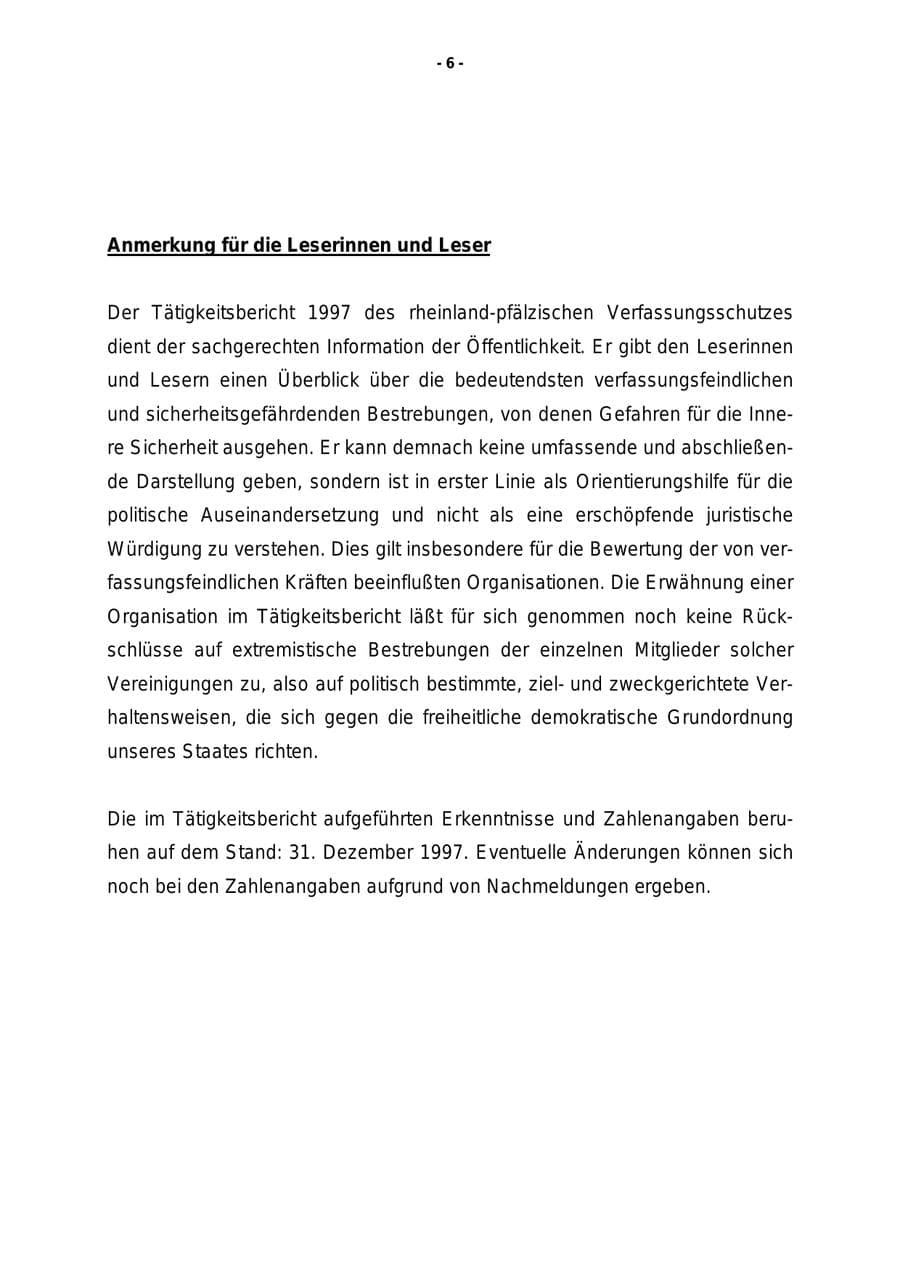 Seite 7 des Verfassungsschutzbericht 1997 Rheinland-Pfalz