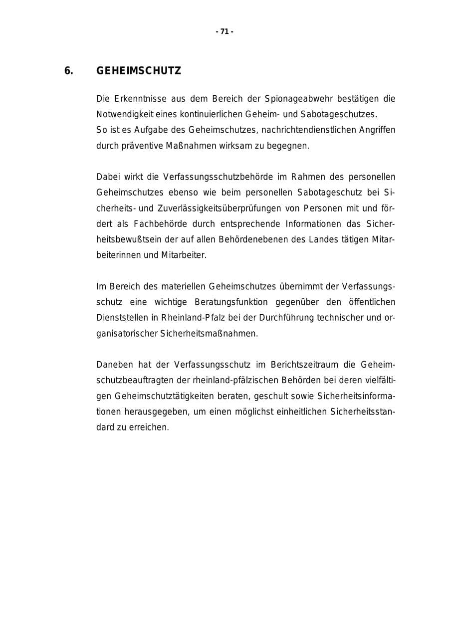 Seite 72 des Verfassungsschutzbericht 1997 Rheinland-Pfalz