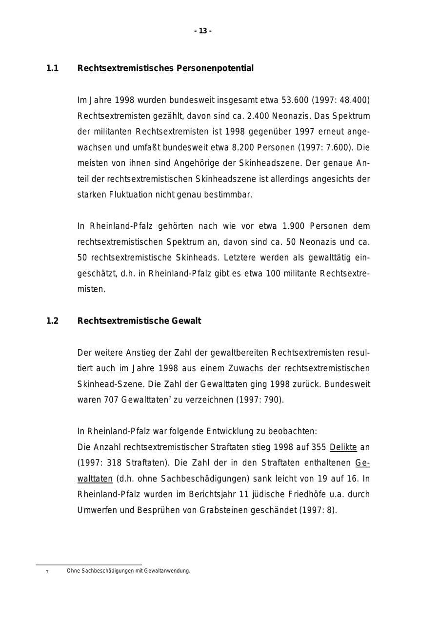 Seite 14 des Verfassungsschutzbericht 1998 Rheinland-Pfalz