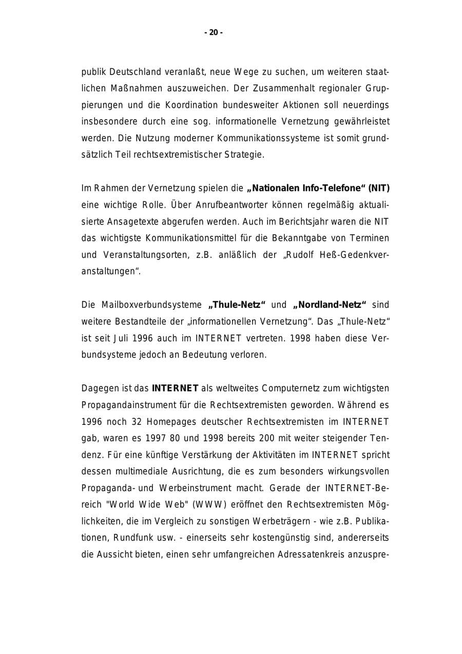 Seite 21 des Verfassungsschutzbericht 1998 Rheinland-Pfalz