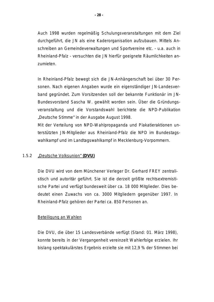 Seite 29 des Verfassungsschutzbericht 1998 Rheinland-Pfalz