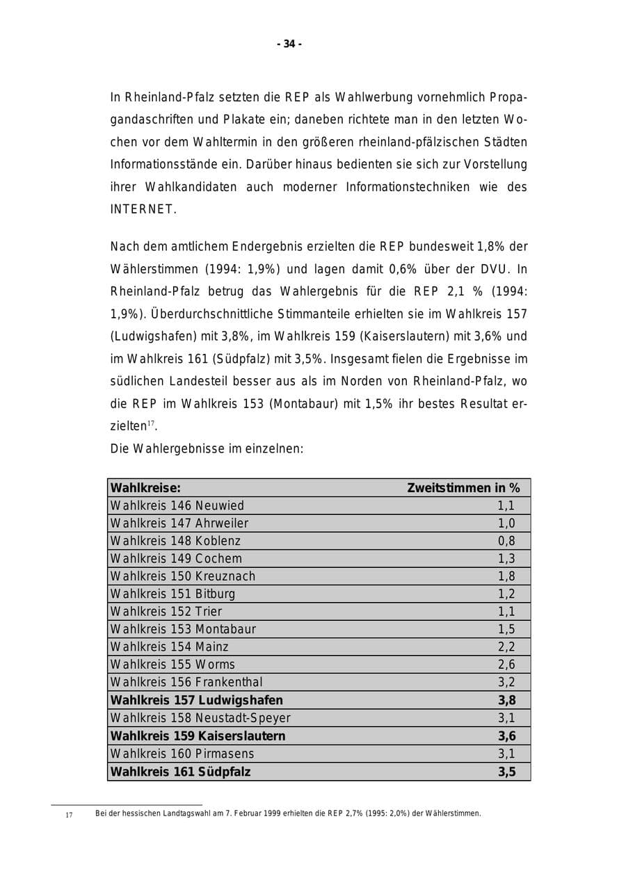 Seite 35 des Verfassungsschutzbericht 1998 Rheinland-Pfalz