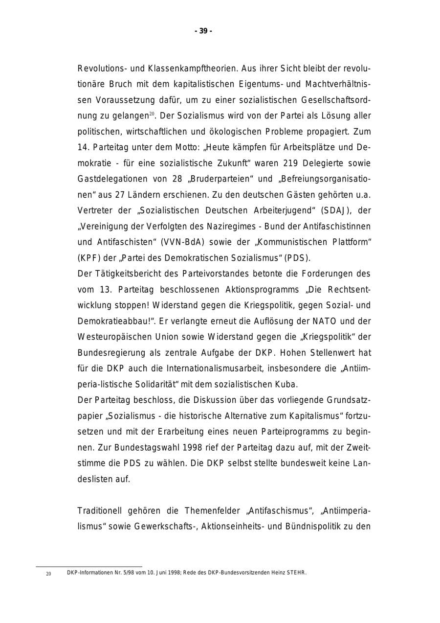 Seite 40 des Verfassungsschutzbericht 1998 Rheinland-Pfalz