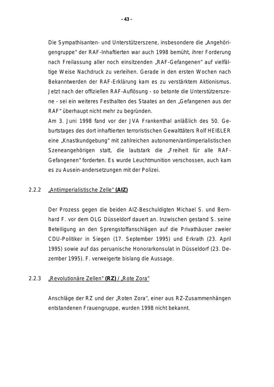 Seite 44 des Verfassungsschutzbericht 1998 Rheinland-Pfalz