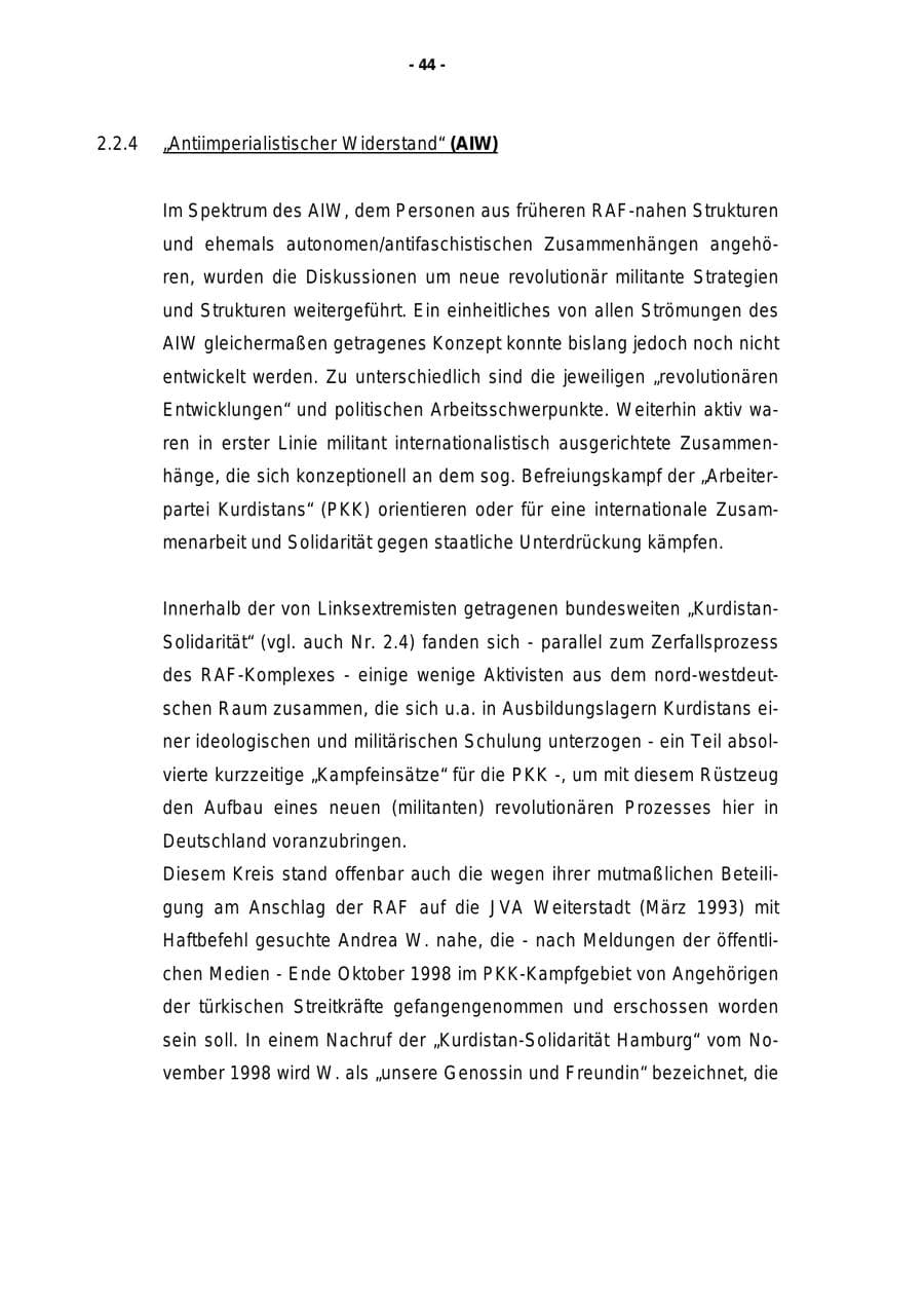Seite 45 des Verfassungsschutzbericht 1998 Rheinland-Pfalz