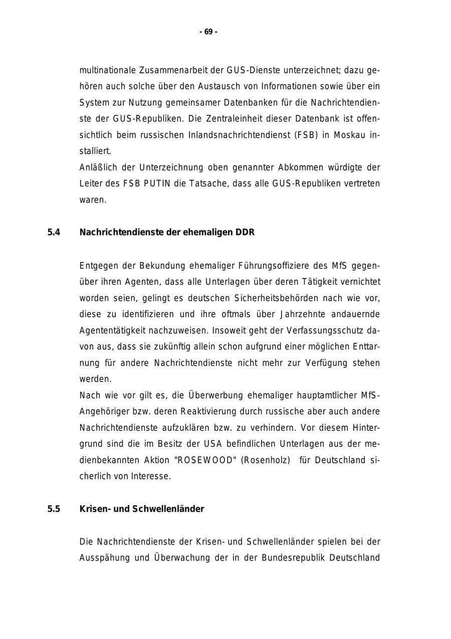 Seite 70 des Verfassungsschutzbericht 1998 Rheinland-Pfalz