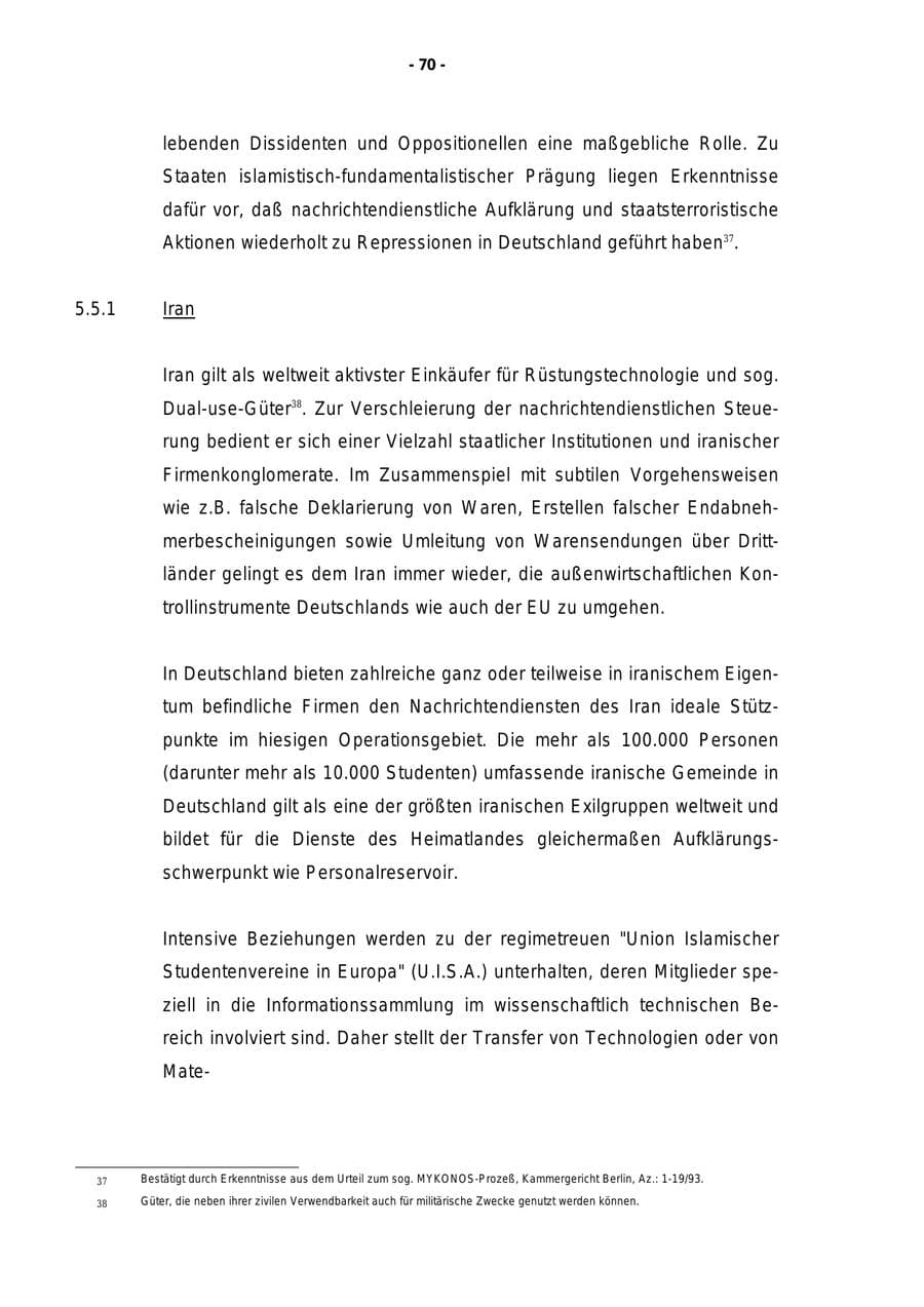 Seite 71 des Verfassungsschutzbericht 1998 Rheinland-Pfalz
