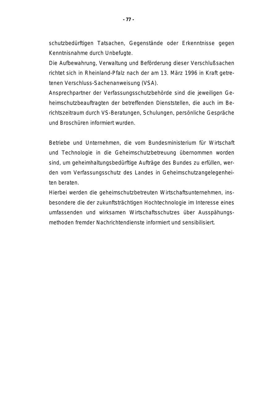 Seite 78 des Verfassungsschutzbericht 1998 Rheinland-Pfalz