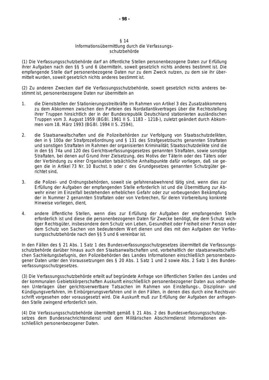 Seite 99 des Verfassungsschutzbericht 1998 Rheinland-Pfalz