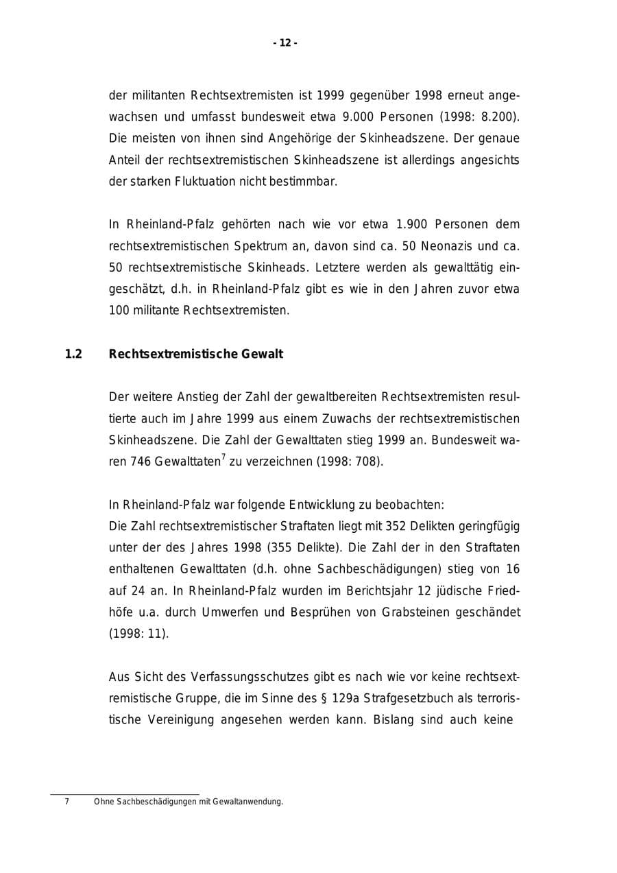 Seite 13 des Verfassungsschutzbericht 1999 Rheinland-Pfalz