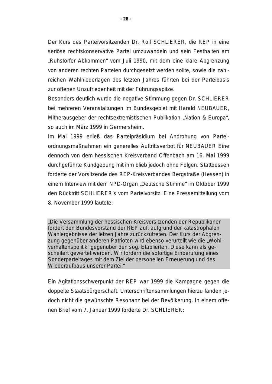 Seite 29 des Verfassungsschutzbericht 1999 Rheinland-Pfalz