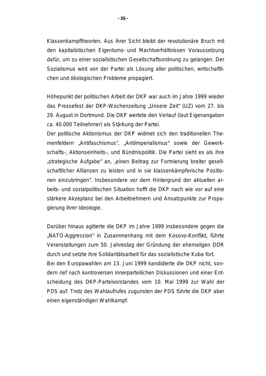 Seite 36 des Verfassungsschutzbericht 1999 Rheinland-Pfalz