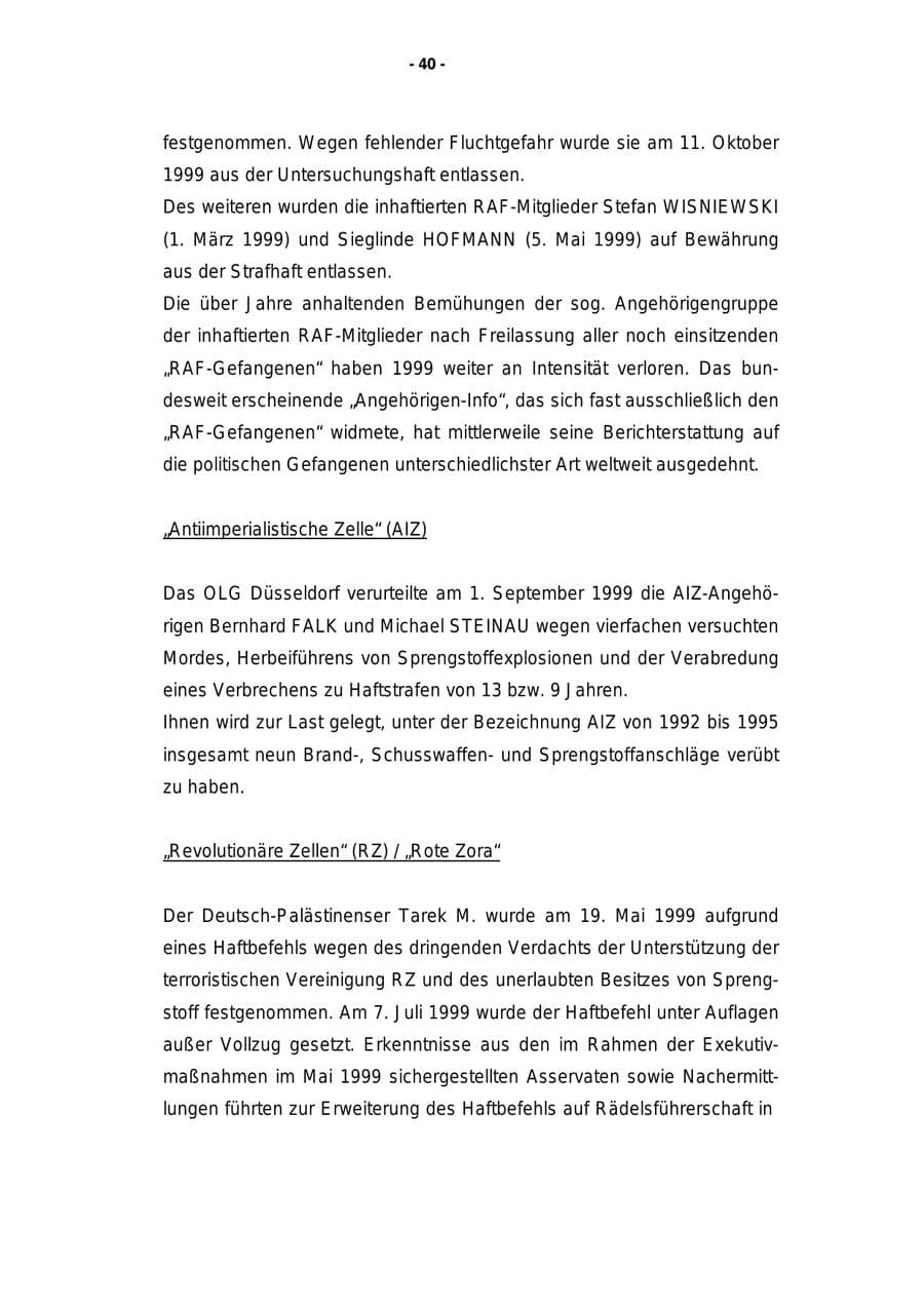 Seite 41 des Verfassungsschutzbericht 1999 Rheinland-Pfalz