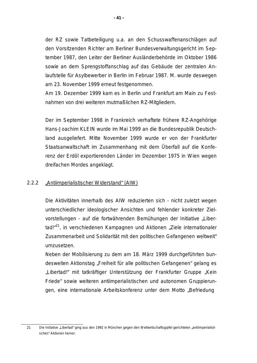 Seite 42 des Verfassungsschutzbericht 1999 Rheinland-Pfalz