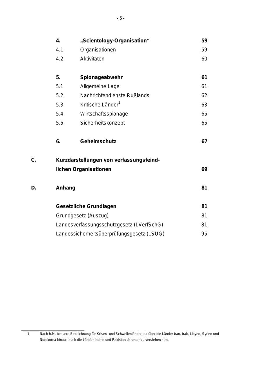 Seite 6 des Verfassungsschutzbericht 1999 Rheinland-Pfalz