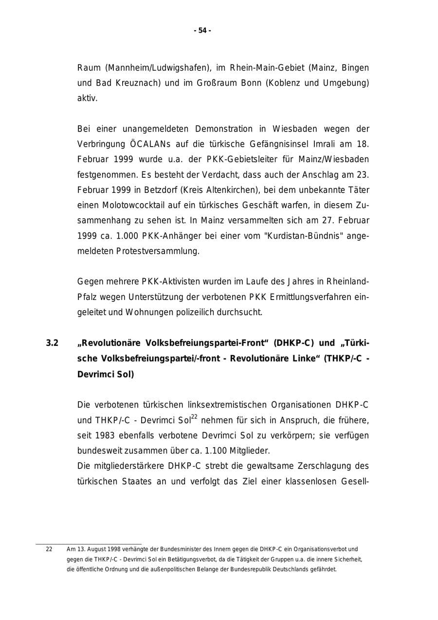 Seite 55 des Verfassungsschutzbericht 1999 Rheinland-Pfalz