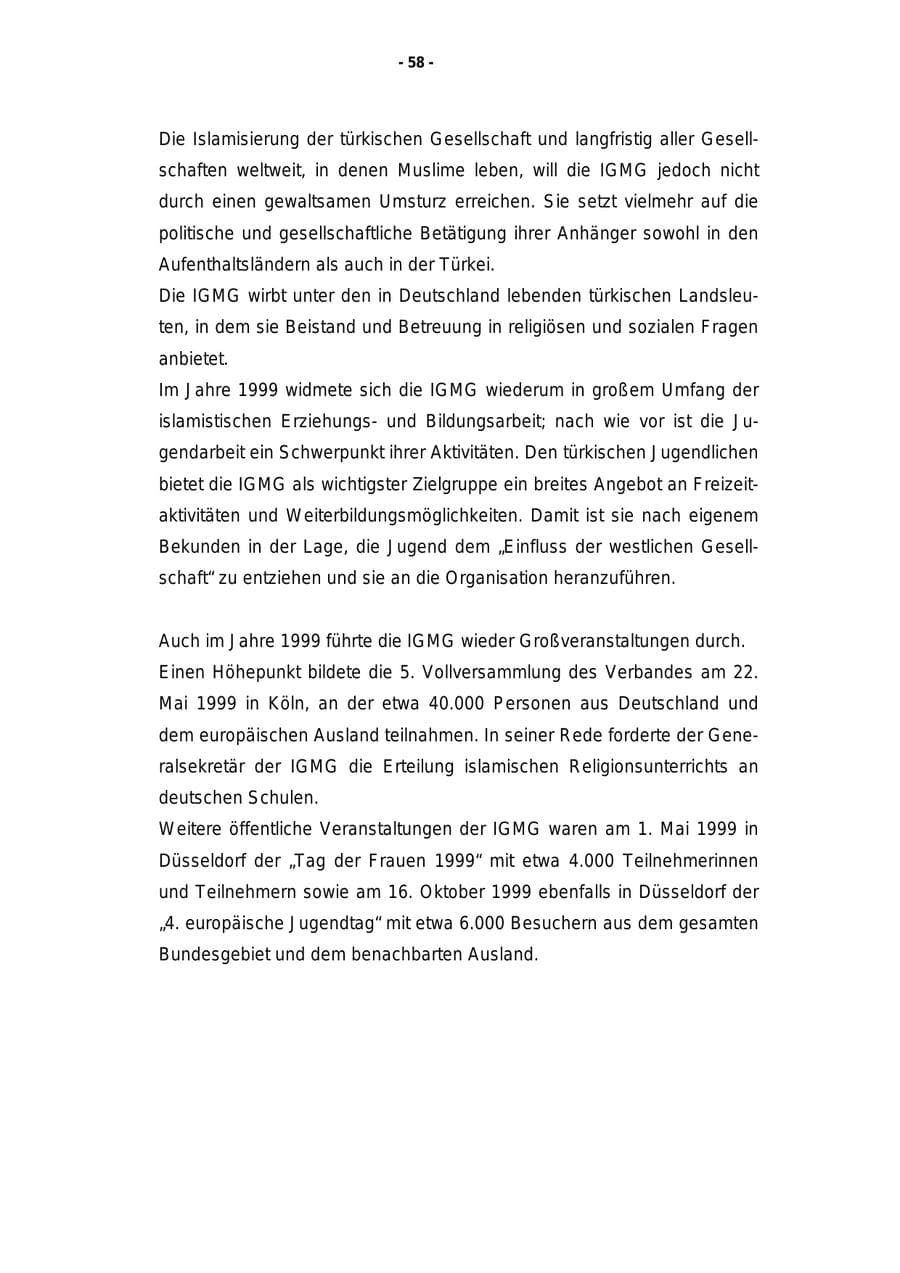 Seite 59 des Verfassungsschutzbericht 1999 Rheinland-Pfalz