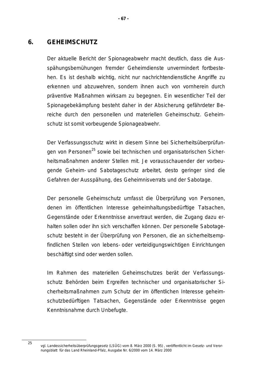 Seite 68 des Verfassungsschutzbericht 1999 Rheinland-Pfalz