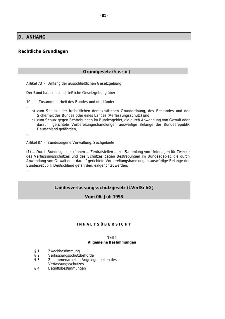 Seite 82 des Verfassungsschutzbericht 1999 Rheinland-Pfalz