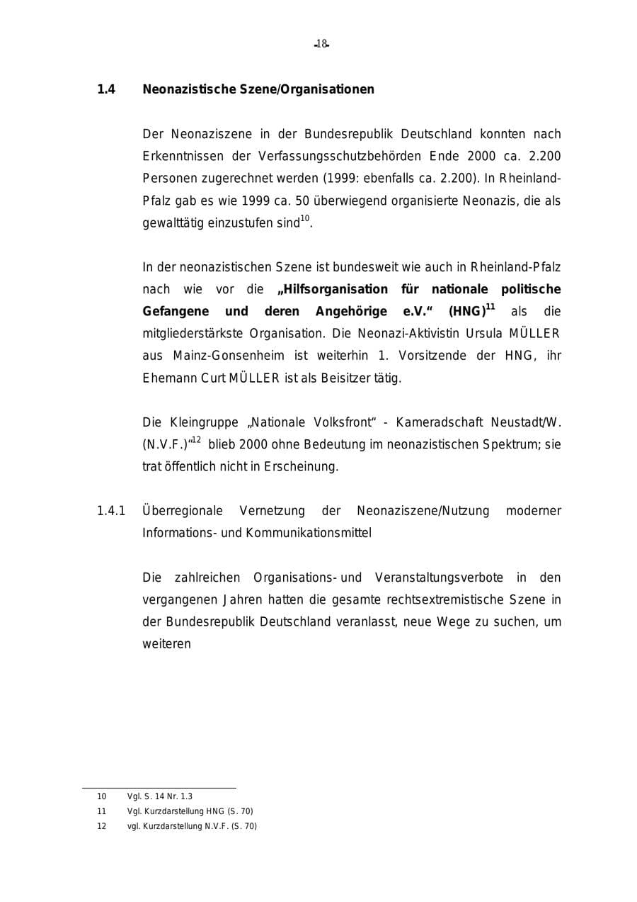 Seite 19 des Verfassungsschutzbericht 2000 Rheinland-Pfalz