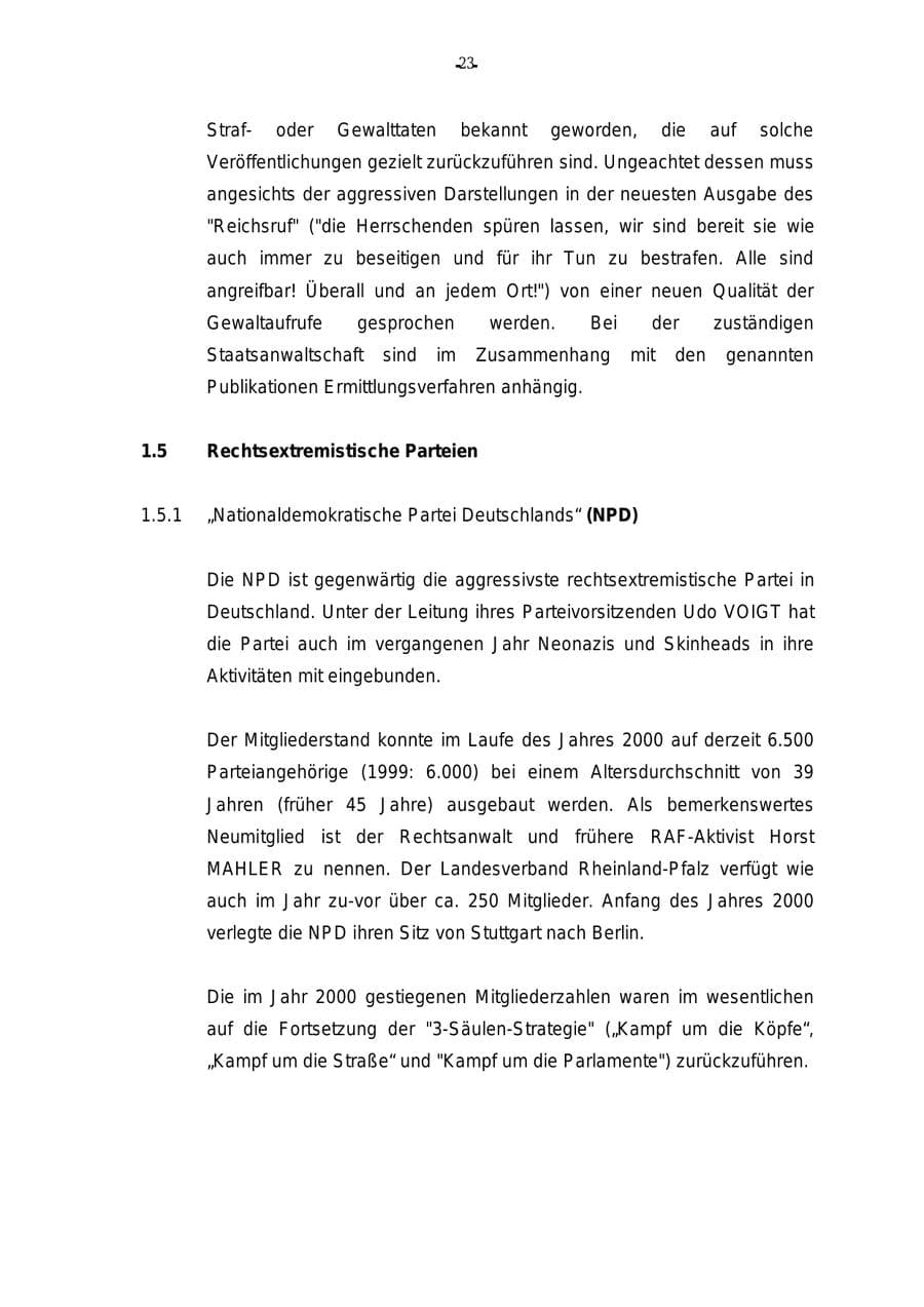 Seite 24 des Verfassungsschutzbericht 2000 Rheinland-Pfalz