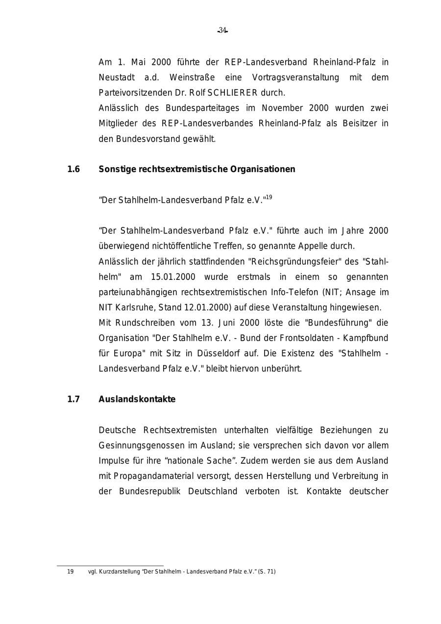 Seite 35 des Verfassungsschutzbericht 2000 Rheinland-Pfalz