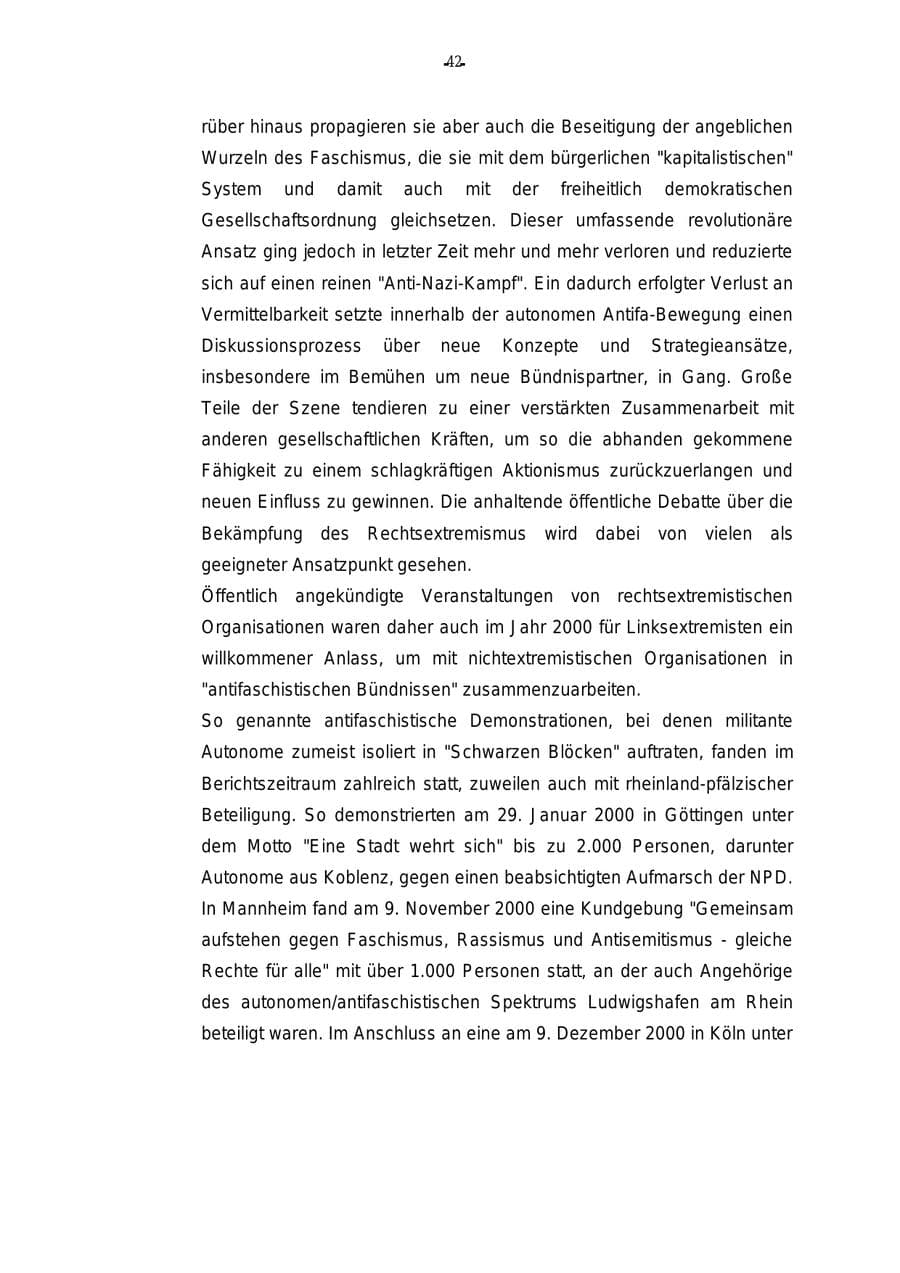 Seite 43 des Verfassungsschutzbericht 2000 Rheinland-Pfalz