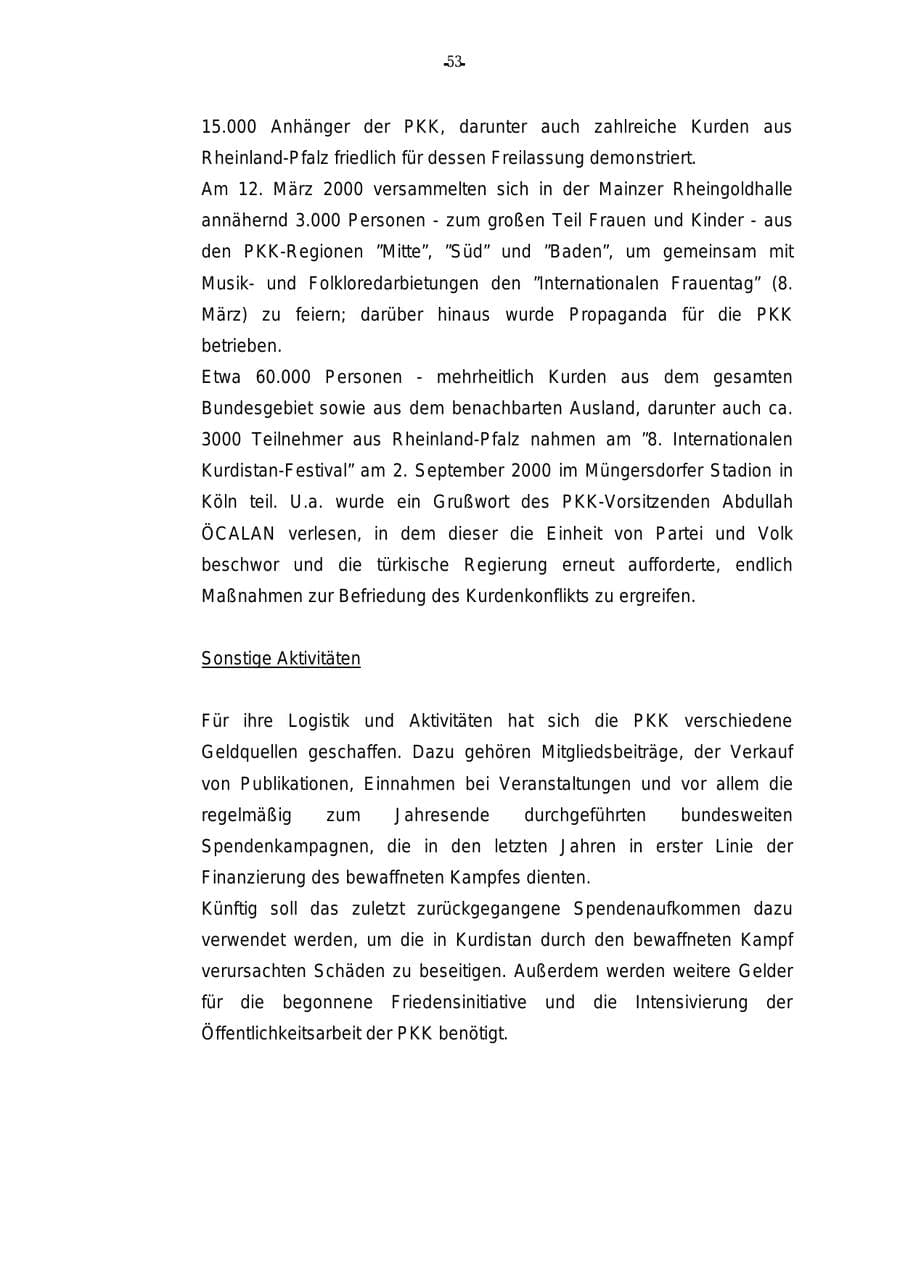 Seite 54 des Verfassungsschutzbericht 2000 Rheinland-Pfalz