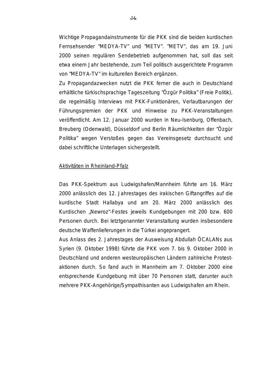 Seite 55 des Verfassungsschutzbericht 2000 Rheinland-Pfalz