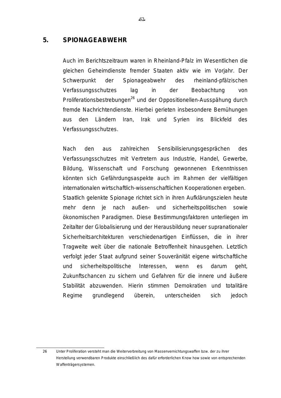 Seite 63 des Verfassungsschutzbericht 2000 Rheinland-Pfalz