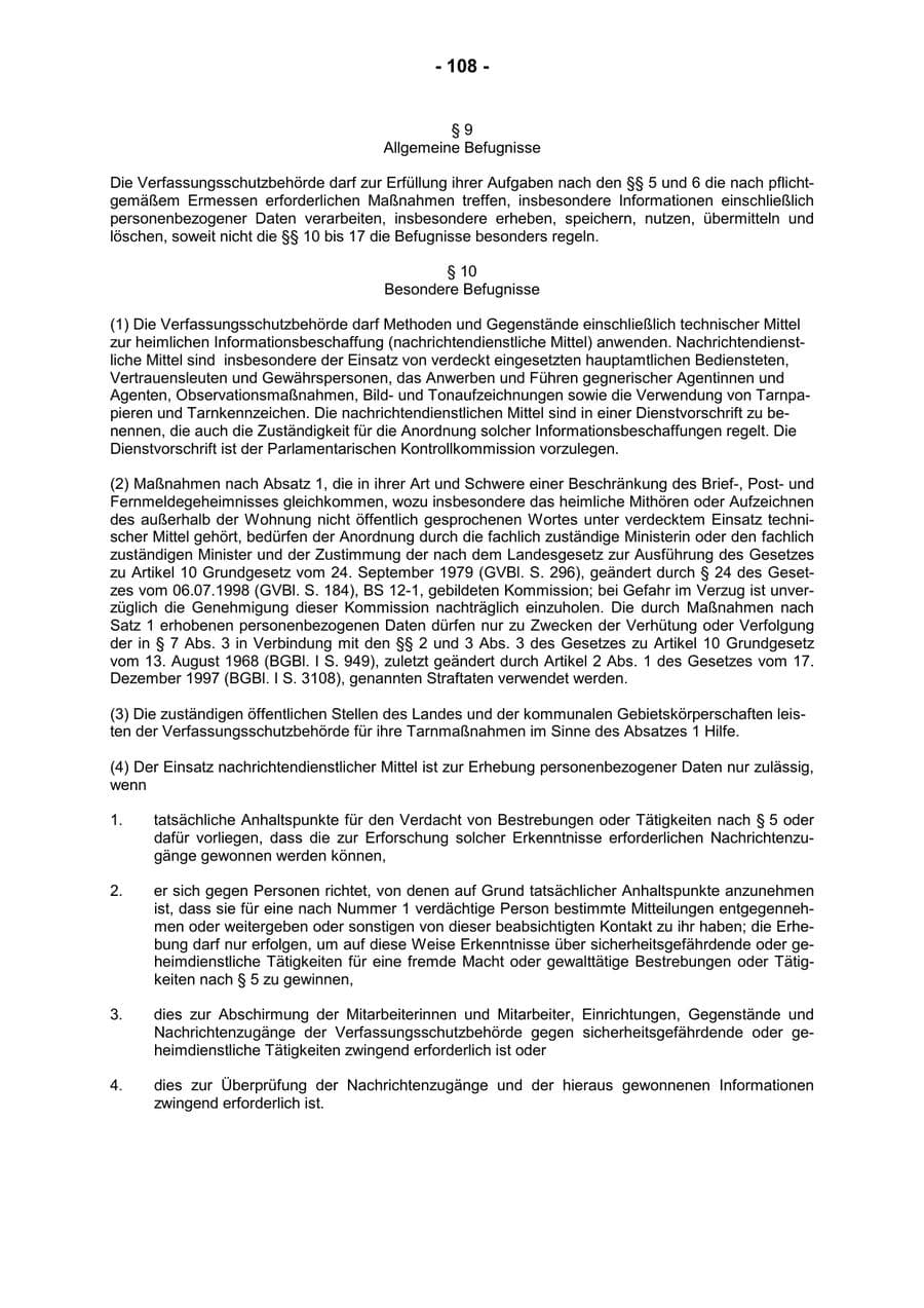 Seite 110 des Verfassungsschutzbericht 2001 Rheinland-Pfalz
