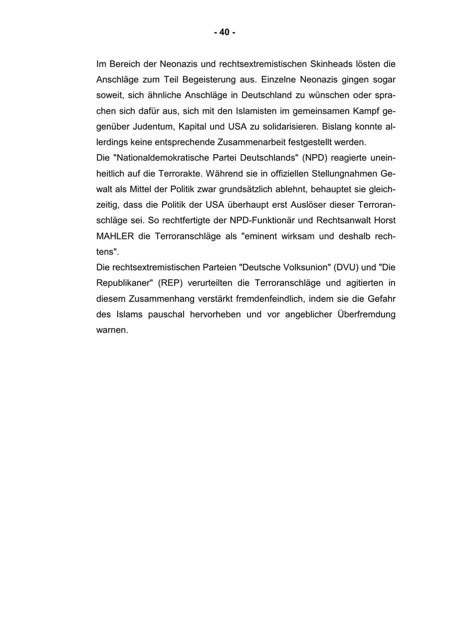 Seite 42 des Verfassungsschutzbericht 2001 Rheinland-Pfalz