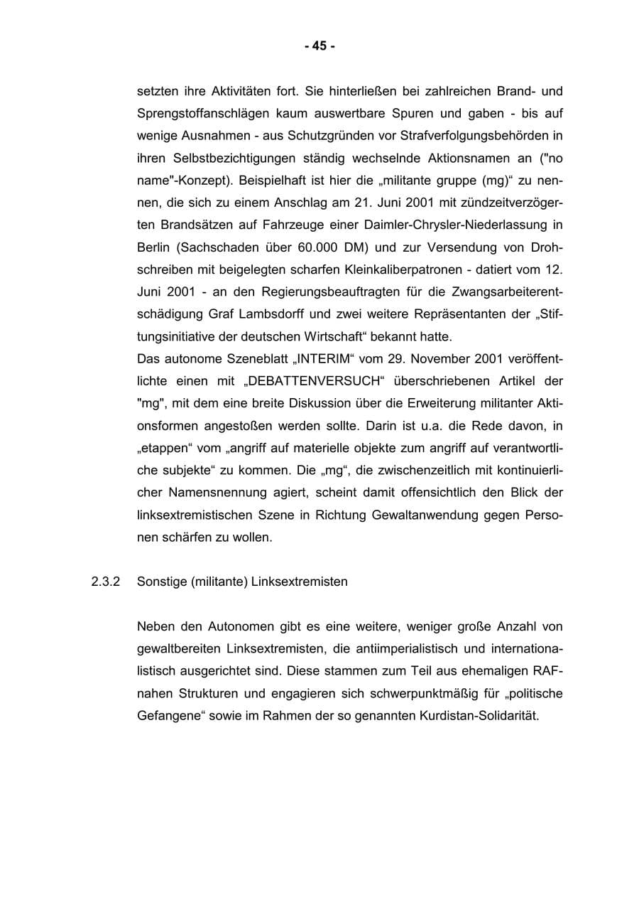 Seite 47 des Verfassungsschutzbericht 2001 Rheinland-Pfalz