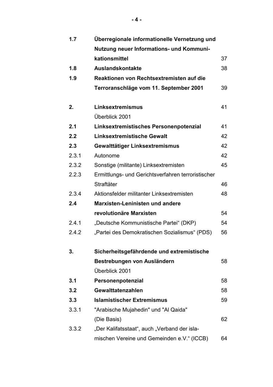 Seite 6 des Verfassungsschutzbericht 2001 Rheinland-Pfalz