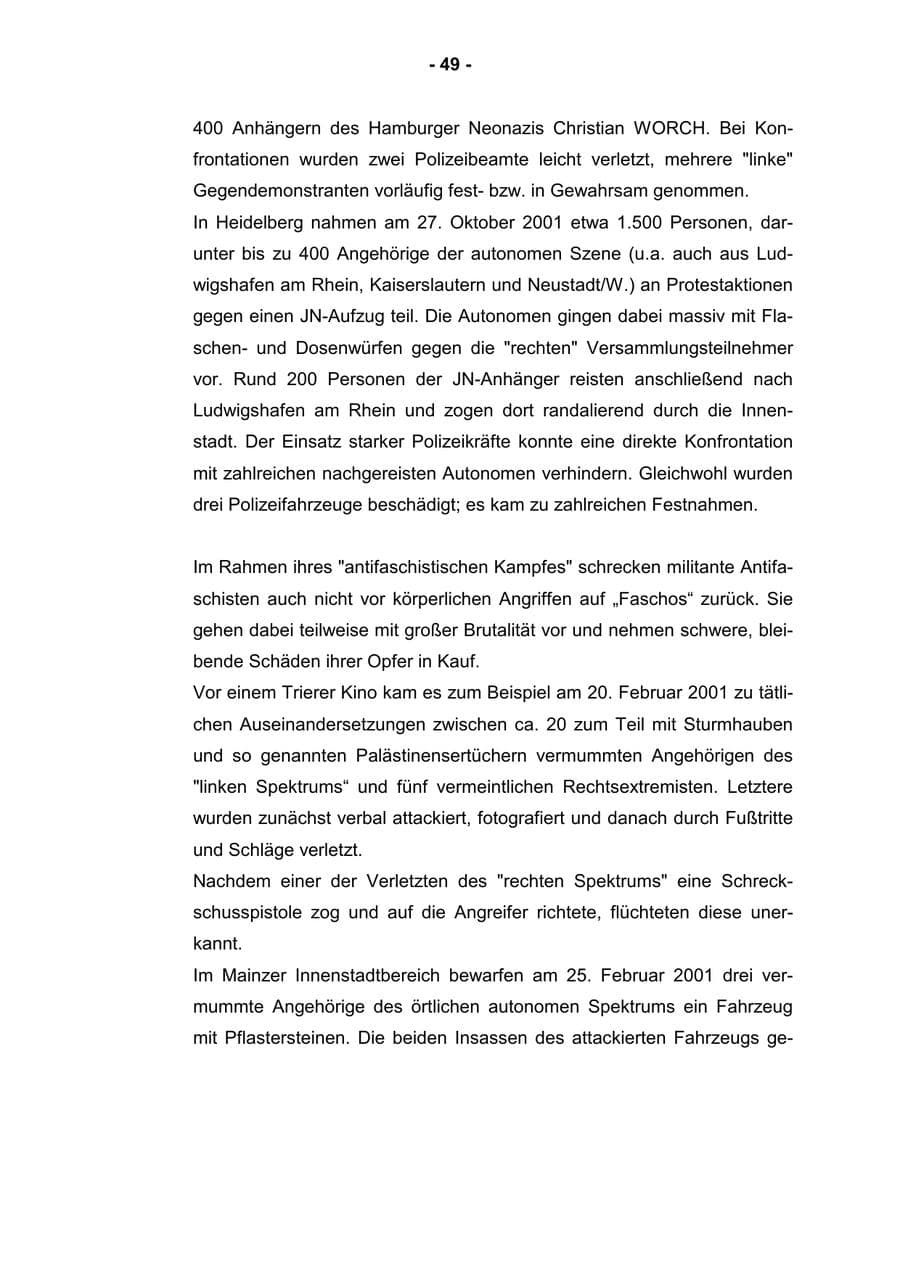 Seite 51 des Verfassungsschutzbericht 2001 Rheinland-Pfalz