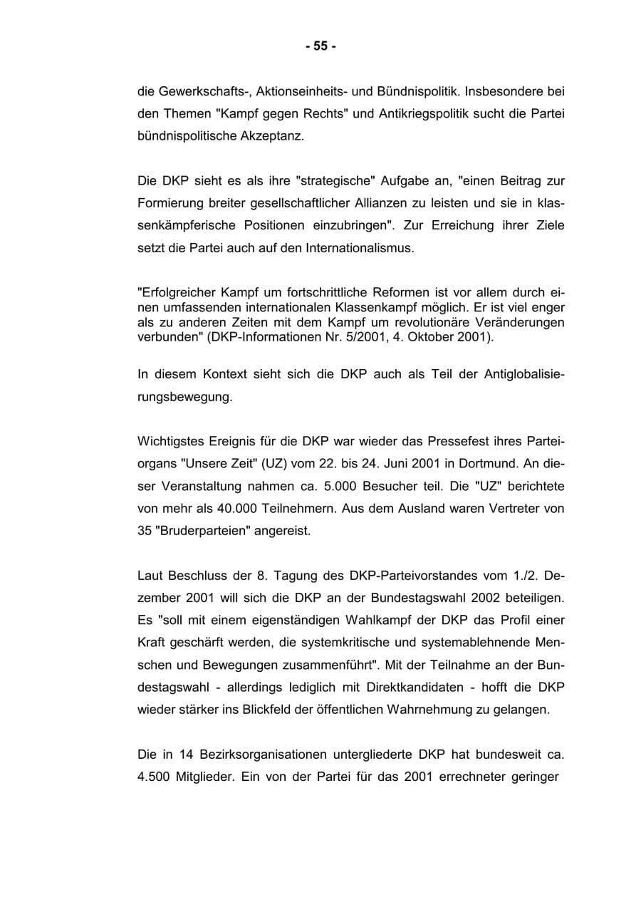 Seite 57 des Verfassungsschutzbericht 2001 Rheinland-Pfalz