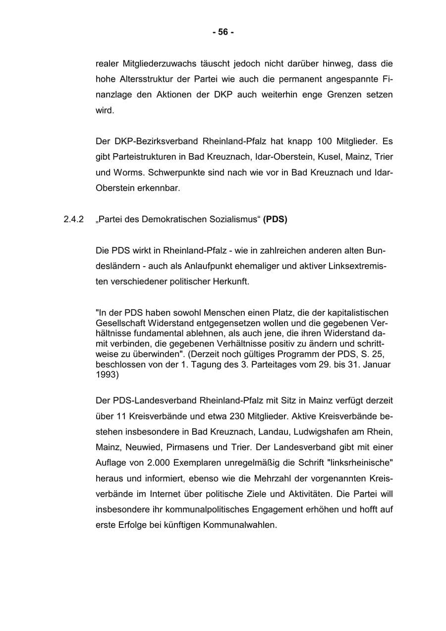 Seite 58 des Verfassungsschutzbericht 2001 Rheinland-Pfalz