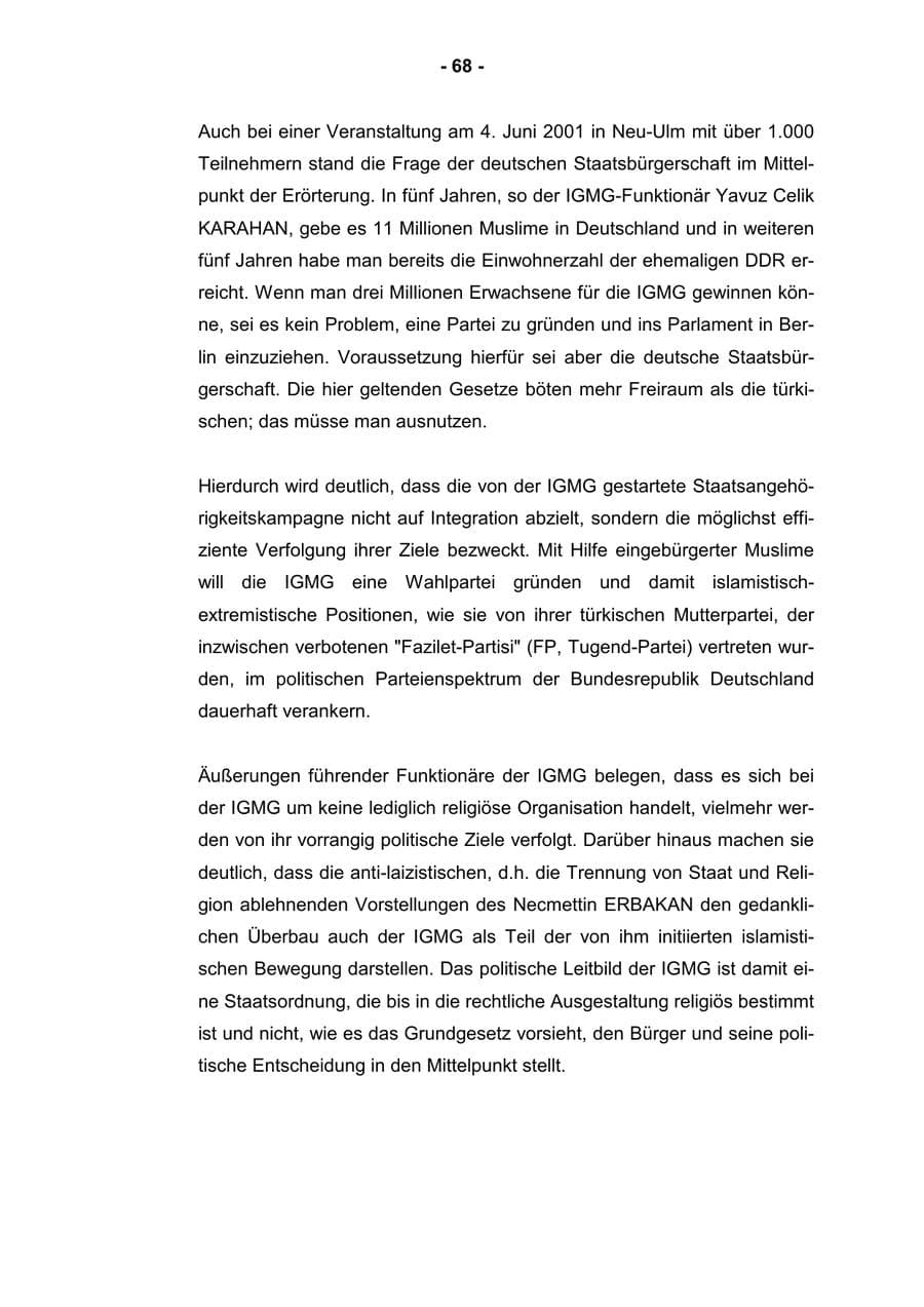 Seite 70 des Verfassungsschutzbericht 2001 Rheinland-Pfalz