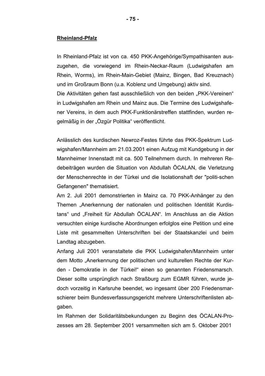 Seite 77 des Verfassungsschutzbericht 2001 Rheinland-Pfalz