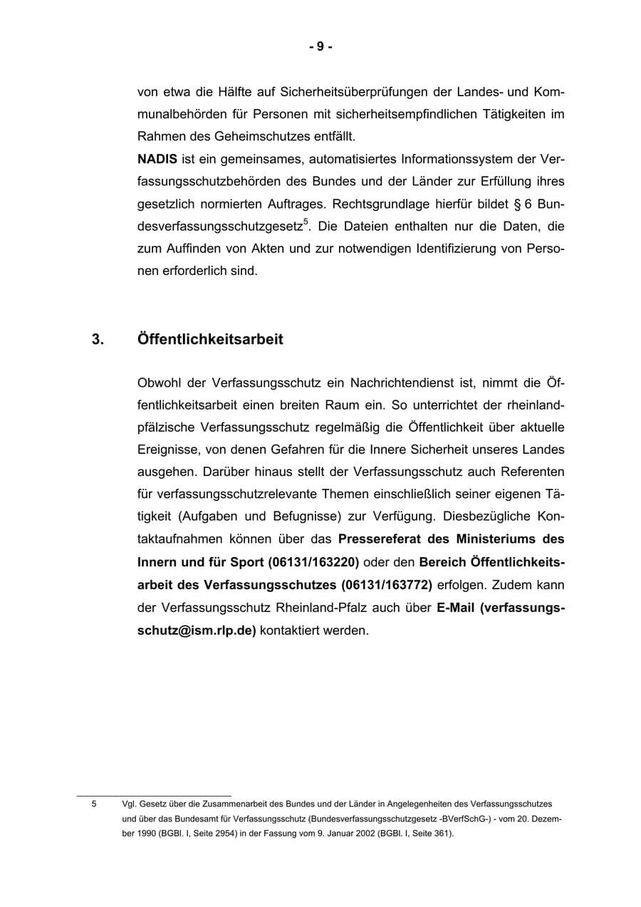 Seite 11 des Verfassungsschutzbericht 2002 Rheinland-Pfalz