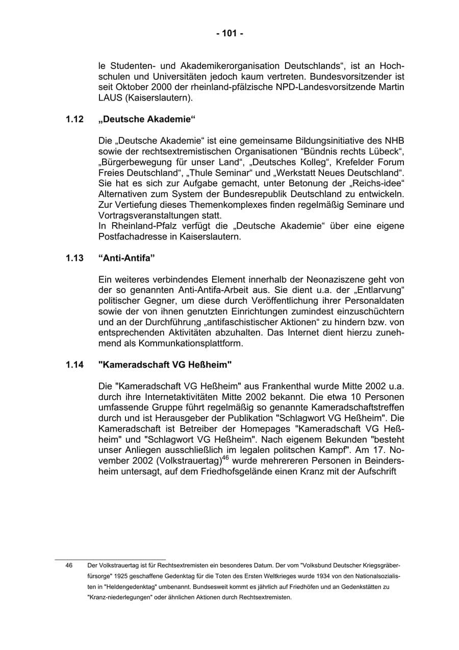 Seite 103 des Verfassungsschutzbericht 2002 Rheinland-Pfalz