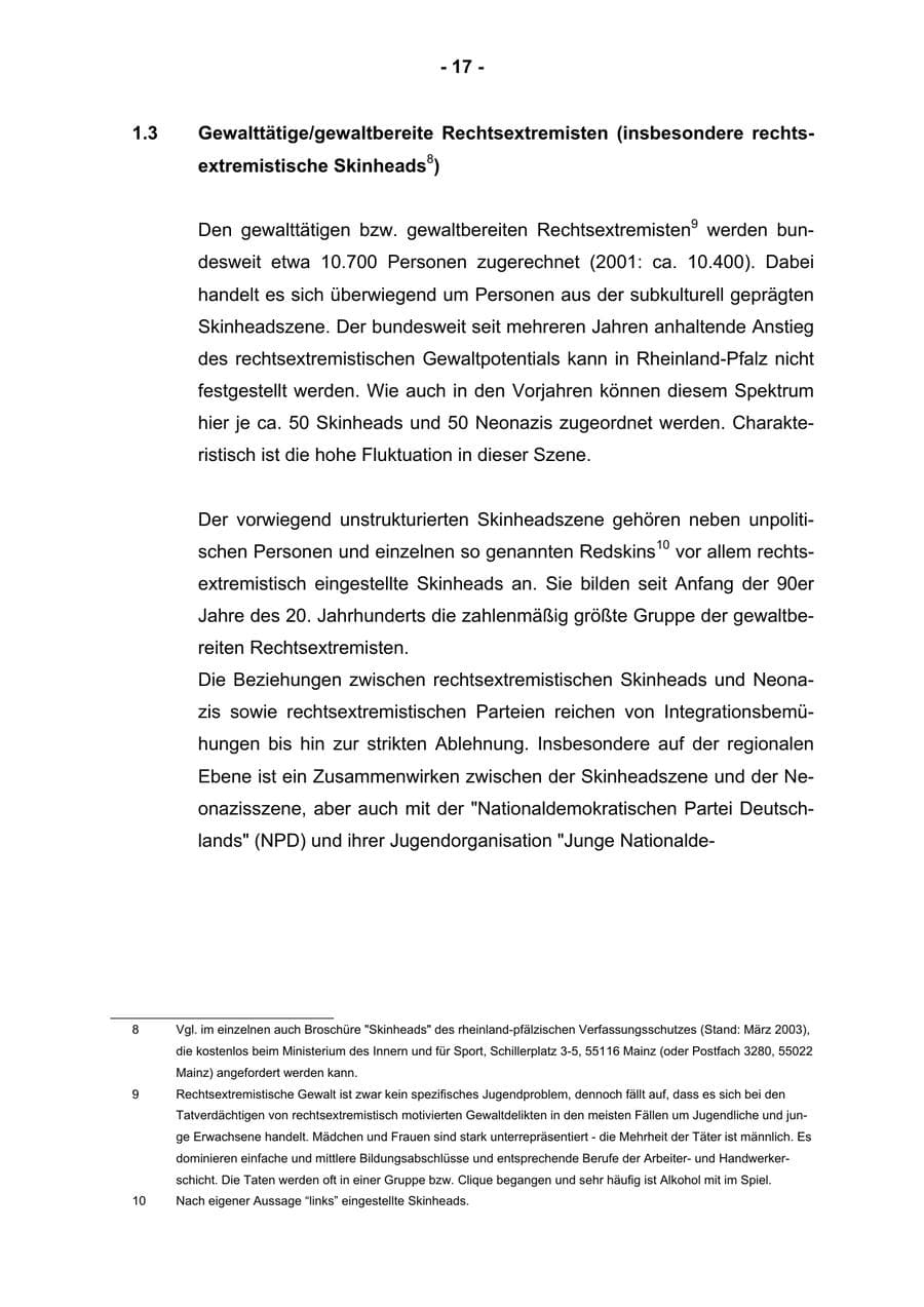 Seite 19 des Verfassungsschutzbericht 2002 Rheinland-Pfalz