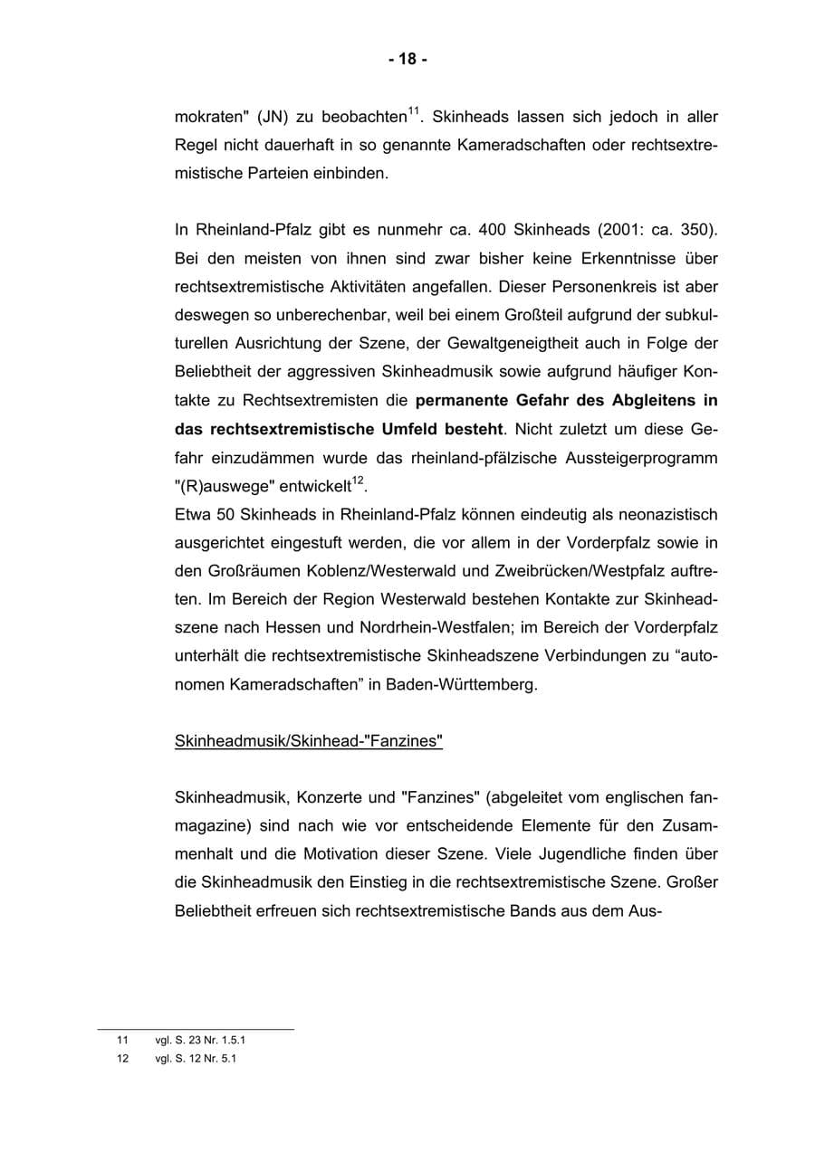 Seite 20 des Verfassungsschutzbericht 2002 Rheinland-Pfalz