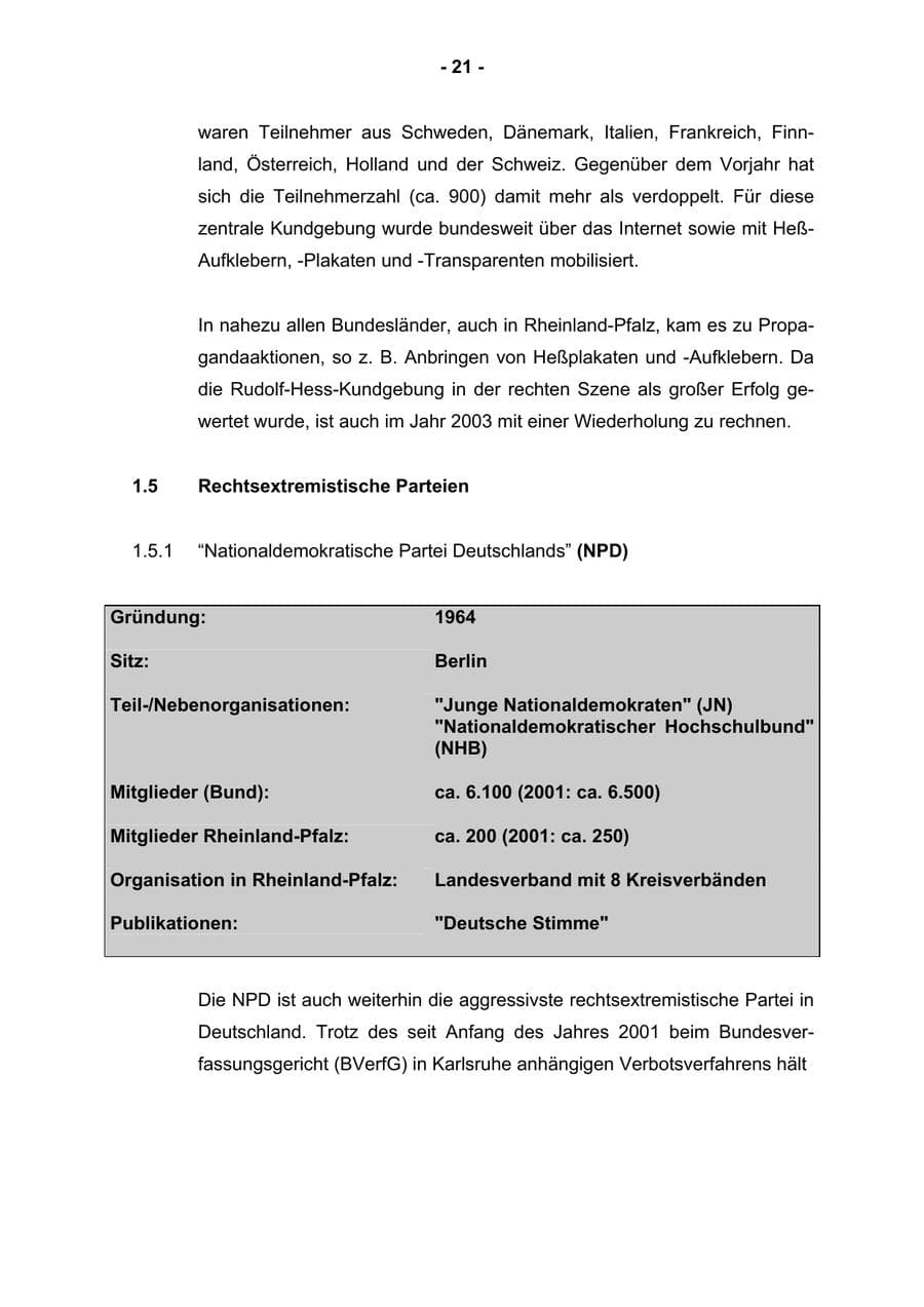 Seite 23 des Verfassungsschutzbericht 2002 Rheinland-Pfalz