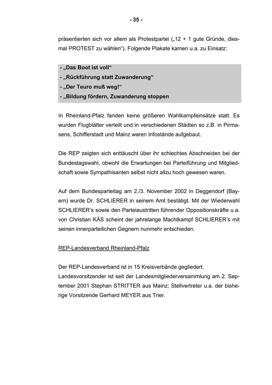 Seite 37 des Verfassungsschutzbericht 2002 Rheinland-Pfalz