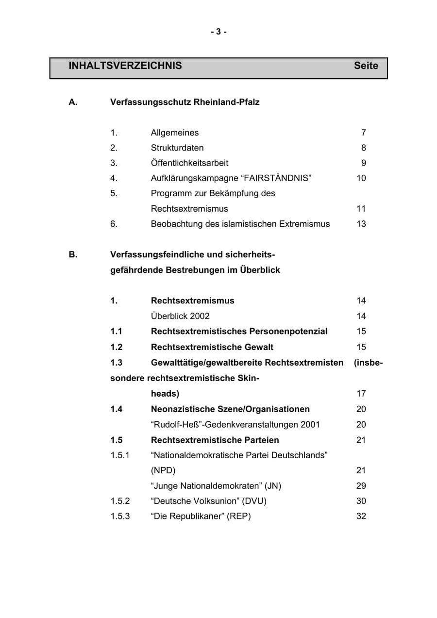 Seite 5 des Verfassungsschutzbericht 2002 Rheinland-Pfalz