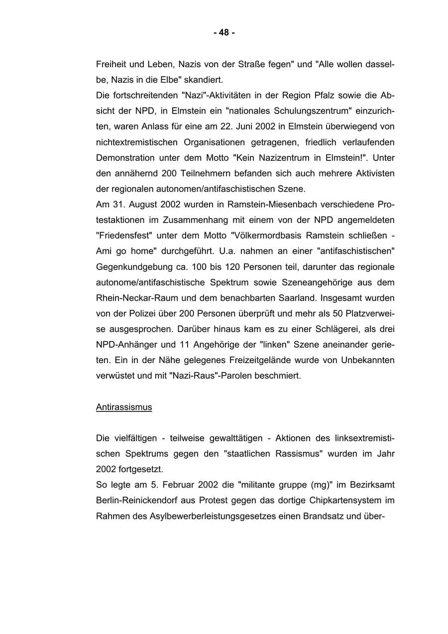 Seite 50 des Verfassungsschutzbericht 2002 Rheinland-Pfalz